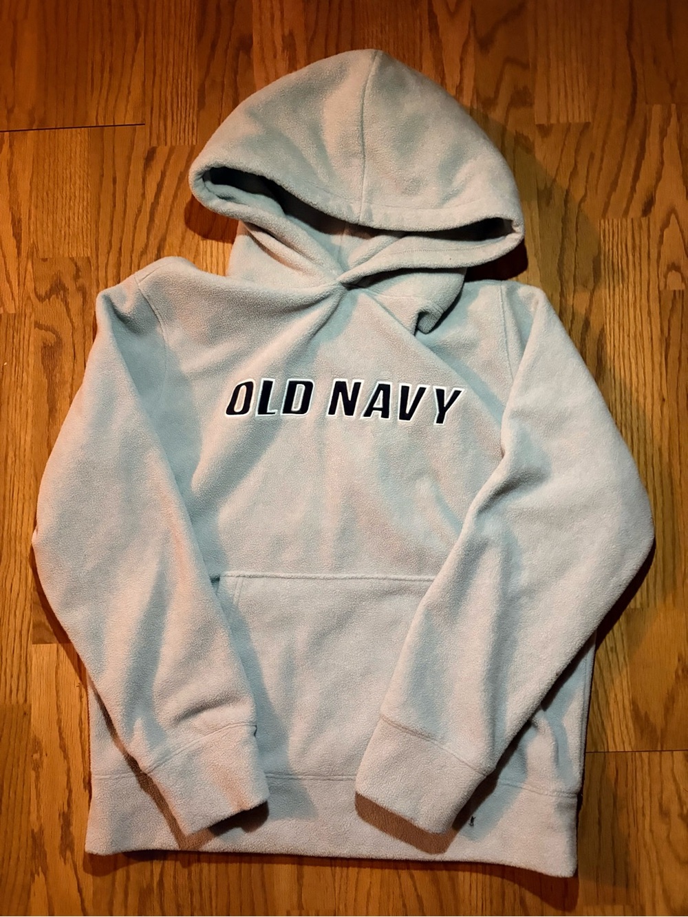 Old Navy Light Gray Logo Fleece Pullover Hoodie
